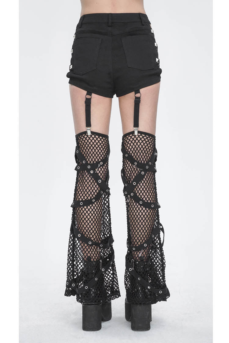 Black Side Cutouts Womens Steampunk Shorts - Product - 5