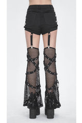 Black Side Cutouts Womens Steampunk Shorts - Product - 5
