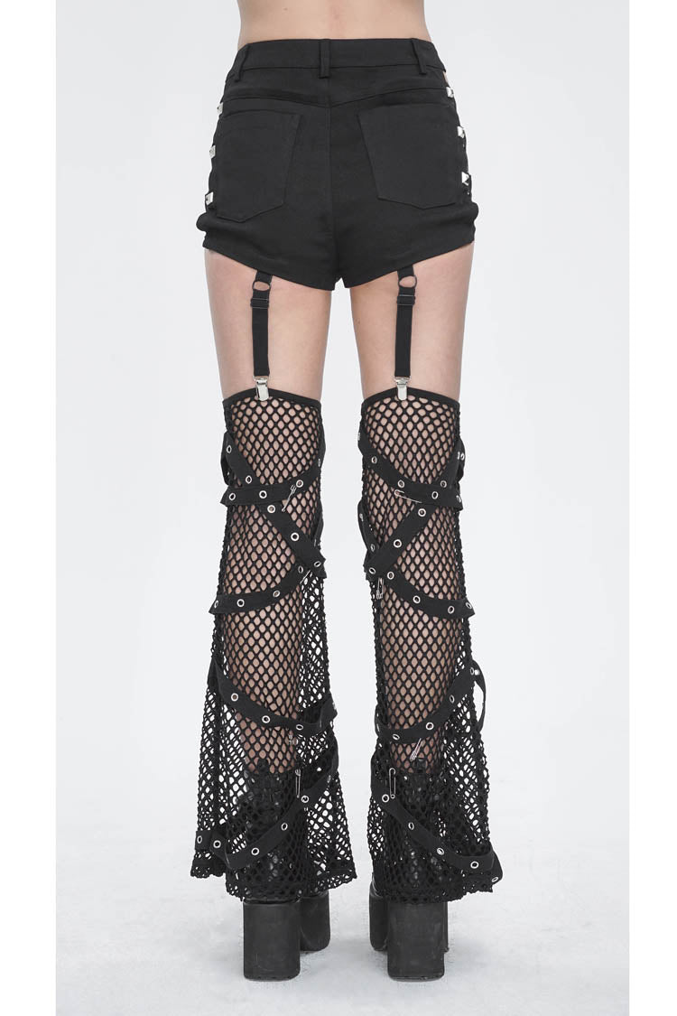 Black Side Cutouts Womens Steampunk Shorts - Product - 5