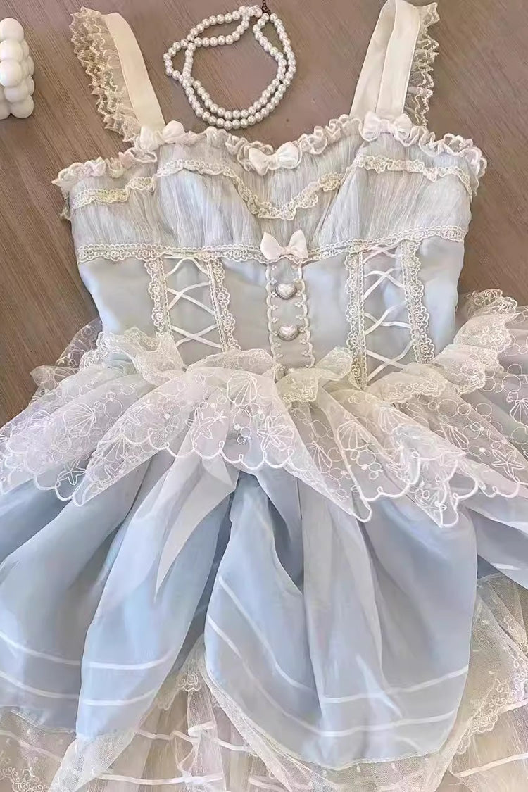 Blue [Lemon Sea Salt] Ruffle Lace Sweet Princess Lolita Jsk Dress - Product - 4