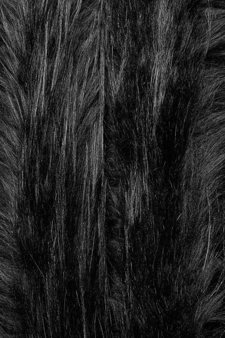 Black Bat Sleeves Tassel Faux Fur Stitching Lace Hooded Womens Gothic Elegant Cloak - Product - 6