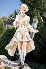 Golden Jacquard Print Ruffle Elegant Prince Handsome Ouji Lolita Shorts - Product - 4