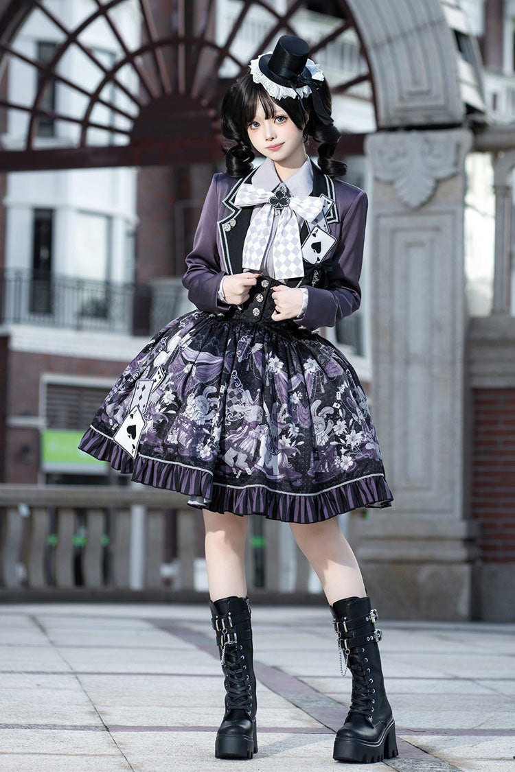 ブラック／パープル [Magic Troupe] プリント フリル スウィート クラシカルロリータスカートセット 商品画像