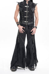 Black Ripped Rings Studs Men's Gothic Pants - Product - 11