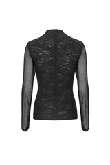 Black Strappy Mesh Splice Ruched Women's Punk Shirt - Product - 8
