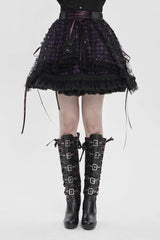 Black/Purple Multi-Layered Lace Lace-Up Women's Gothic Skirt - Product - 6