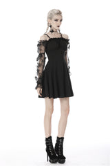 Black Sexy Off Shoulder Lace Long Sleeves Lace-Up Women's Gothic Graduation Dress - Product - 7