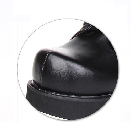 Black Leather Belt Buckle Lace Up High Lolita Boots - Product - 5