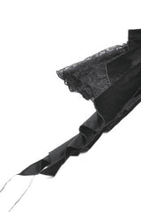 Black Multi-Layered Long Flare Sleeves Embroidered Sheer Mesh Splice Velvet Women's Gothic Top - Product - 15