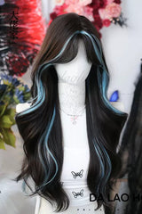 Brown/Blue Pick Dye Sweet Long Curly Lolita Wigs - Product - 2