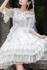White Venus's Kiss Ruffled Multi-Layer Hanayome Elegant Classic Lolita Dress - white - 1