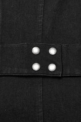 Black Stand Collar High Waisted Slim Men's Gothic Long Vest - Product - 10