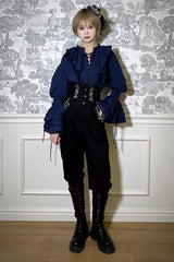 Pirate Series Navigation Treasure Hunting Guide High Waisted Embroidery Ouji Handsome Lolita Long Pants 2 Colors - Product - 3
