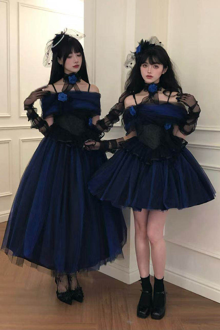 Klein Blue [Echo of Diana] Off Shoulder Ruffled Lace Gothic Lolita Dress - Product - 12