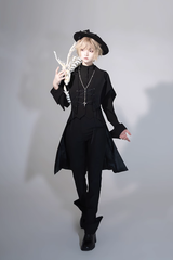 Black Vintage Medieval Prince Ouji Lolita Slim Fit Shirt - Product - 8