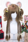 Milk Tea Brown Sweet Lolita Twin Ponytails Wig Set front view