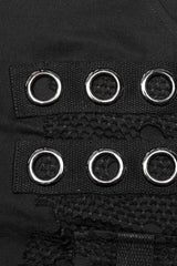 Black Stitching Mesh Metal Ring Decoration Men's Steampunk Pants - Product - 5