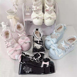 Confession Willingness Height Increasing Print Bowknot Lace Sweet Lolita Shoes 4 Colors - Black - 1