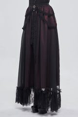 Black/Red Butterfly Lace Pendant Decoration Chiffon Women's Gothic Skirt - Product - 4