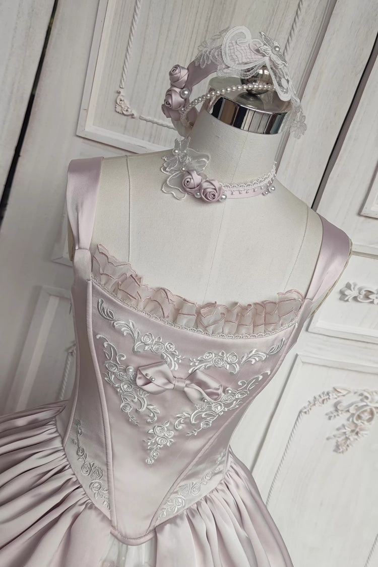 Pink [Promise of the Rose] Multi-Layered Ruffled Hanayome Open-Front Bow Sweet Gorgeous Lolita Jsk Dress Set - Product - 9