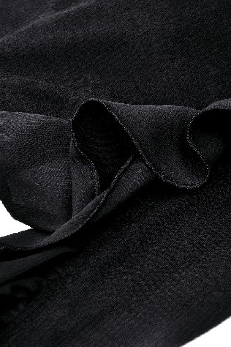Black Women's Gothic Side Slit Ruffled Slim Fit Fishtail Skirt - Product - 17