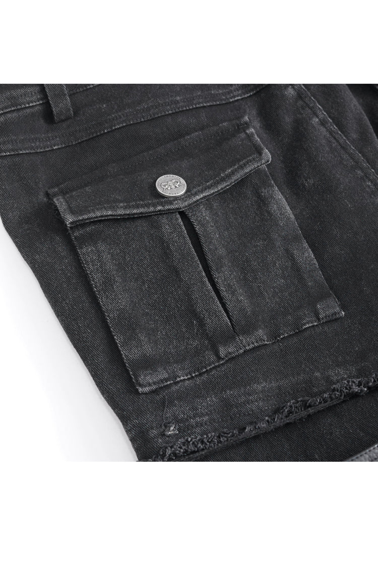 Black Faux Leather Splice Men's Punk Flared Pants - Product - 12