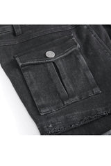 Black Faux Leather Splice Men's Punk Flared Pants - Product - 12