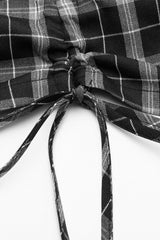 Plaid Print High Waisted Women's Punk Strap Dress 2 Colors - Product - 5