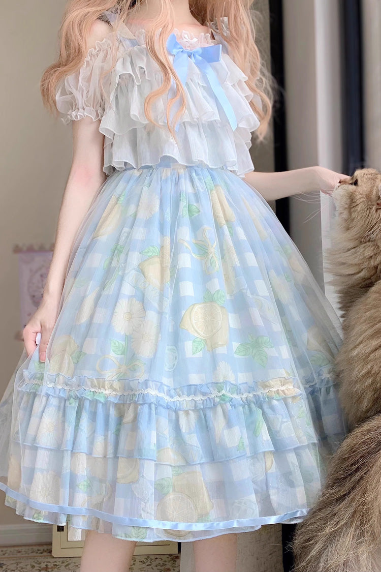 Blue Lemon Story Short Sleeves Print Ruffle Bowknot Sweet Lolita Jsk Dress - Product - 5