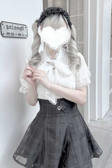 [Light Snow] Plaid Bowknot Sweet Jirai Kei Japanese Skirt 3 Colors - Product - 4