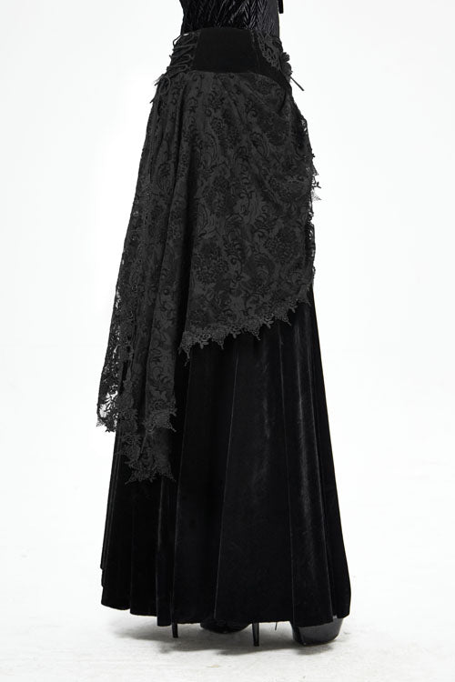 Black Velvet Cardigan Mid Waist Gothic Skirt - Product - 4