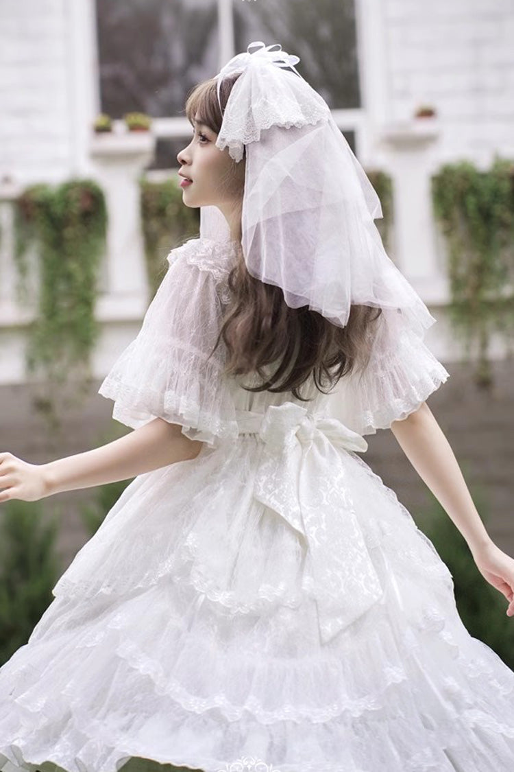 Iris Love Multi-layer Jacquard Bowknot Sweet Elegant Princess Lolita Jsk Dress 2 Colors - Product - 8