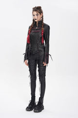 Black Pentacle Lace-Up Buckle Women's Punk Jacket - Product - 5