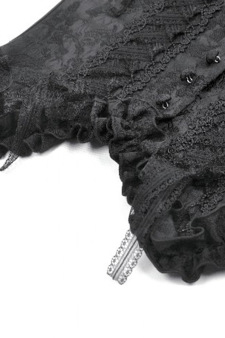 Black Floral Jacquard Lace-Up Women's Gothic Elegant Bustier - Product - 15