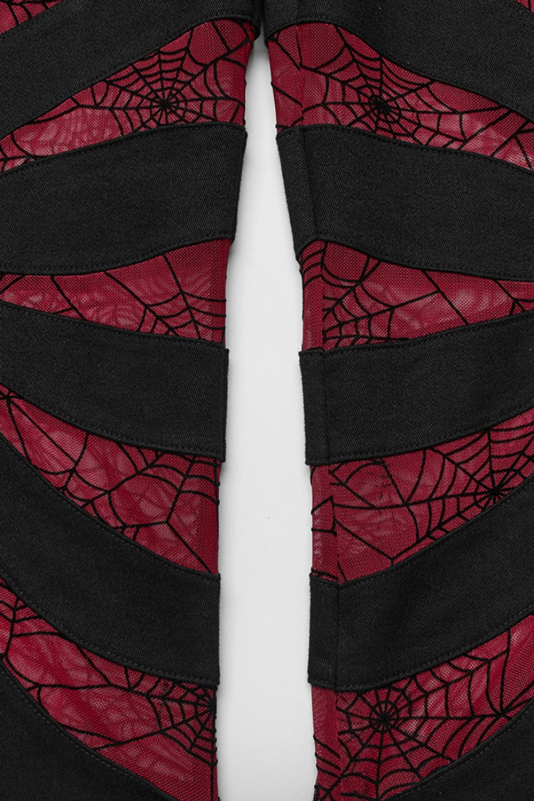 Spiderweb Claw Print Mesh Women's Gothic Flared Pants 2 Colors - Product - 14