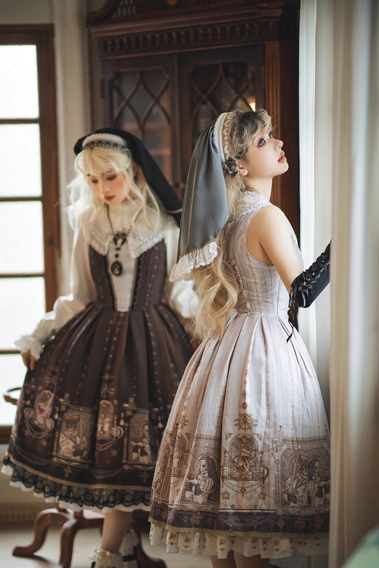 Demon Hunting Notes Print Ruffle Sweet Elegant Lolita Jumper Dress 2 Colors - Product - 15