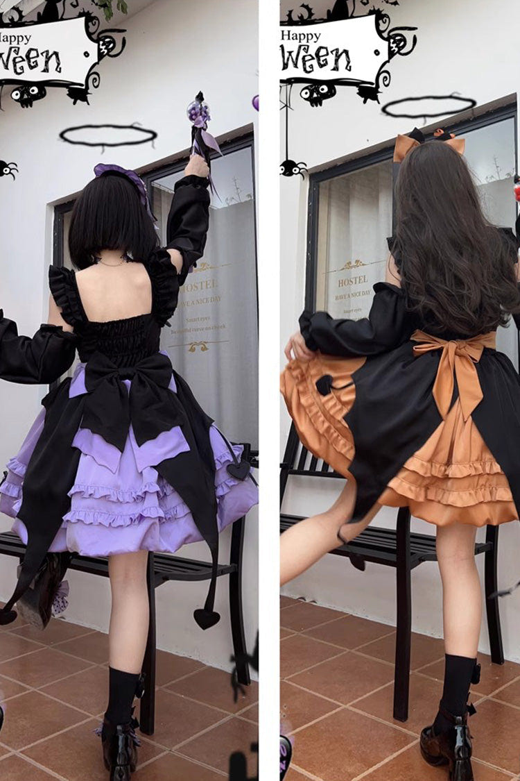 Orange Halloween Starry Night Witch Multi-layer Ruffle Sweet Lolita Jsk Dress - Product - 2