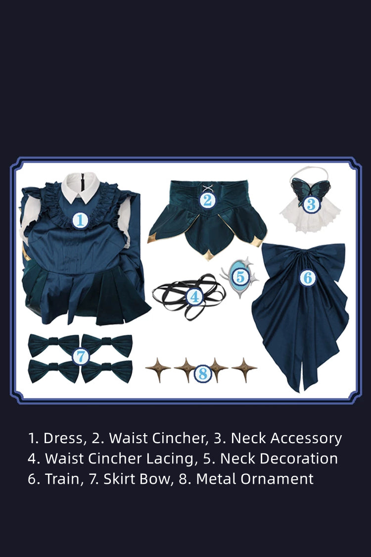 Dark Green [Identity V] Gardener Specimen Gallery Series Lapel Collar Long Sleeves Multi-Layered Ruffled Bow Spliced Cosplay Classic Lolita Dress - Product - 2