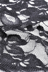 Black Off Shoulder Long Trumpet Puff Sleeves Lace-Up Strappy Mesh Women's Gothic Cocktail Dress - Product - 17