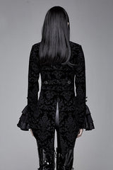 Black Gothic Lotus Leaf Corsage False Two Piece Womens Swallow Tailed Coats - Product - 3
