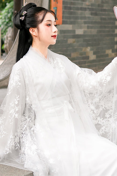 White Lady Chinese Style Fairy Sweet Hanfu Dress Full Set - Product - 6