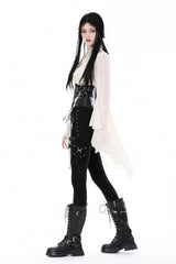 White V Collar Ruffled Long Trumpet Sleeves Women's Steampunk Blouse - Product - 11