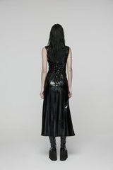 Black Sleeveless Split Lace-Up Slim Women's Punk Dress - Product - 14