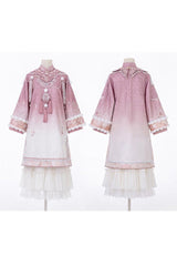Pink Round Collar High Waisted Embroidery Women's Elegant Hanfu Dress Full Set - Product - 7