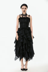 Black Floral Jacquard Lace-Up Women's Gothic Elegant Bustier - Product - 8