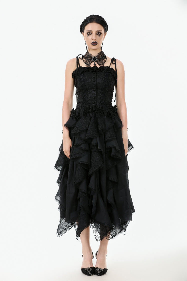 Black Floral Jacquard Lace-Up Women's Gothic Elegant Bustier - Product - 8
