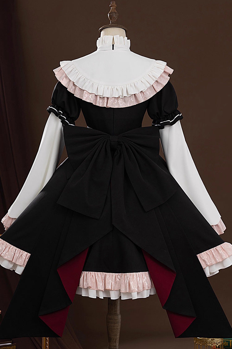 Black Yog-Sothoth’s Courtyard Cosplay Tereboka Little Reaper Long Sleeves Ruffle Cardigan Bowknot Lace Hooded Gothic Lolita Dress Set - Product - 4