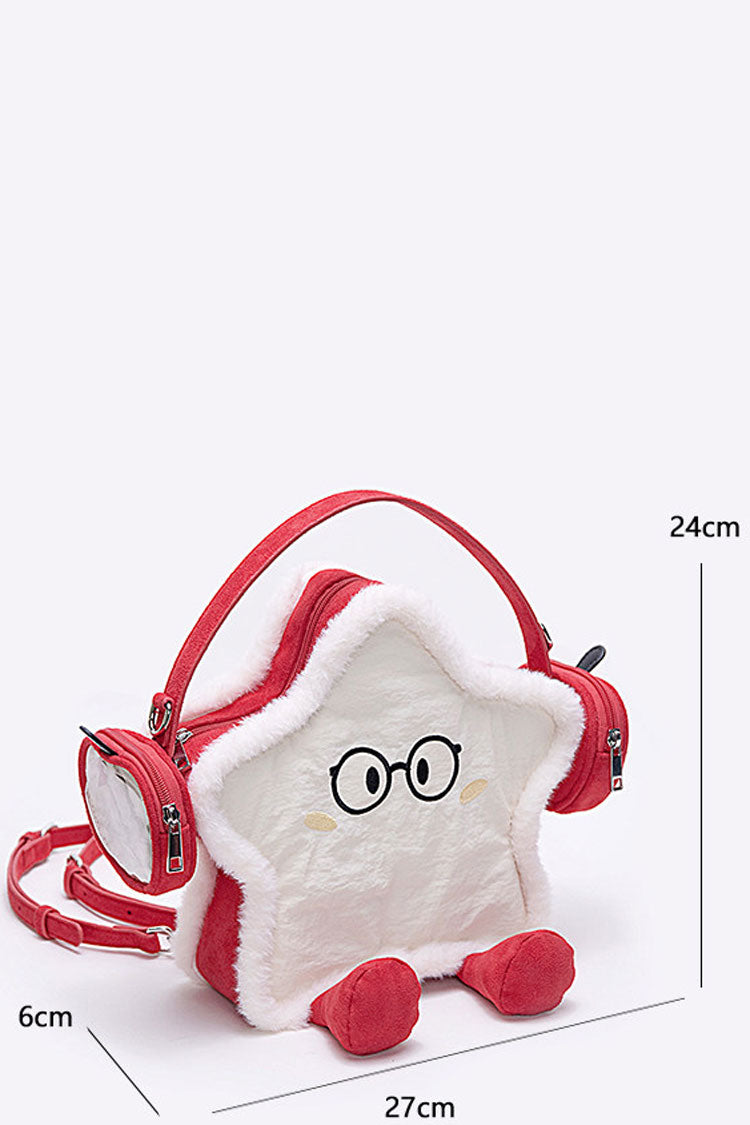 Red/White Headphone Star Cartoon Embroidered Sweet Lolita Backpack Ita Bag - Product - 4