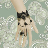 Black Retro Christmas Festive Lace Edge Pearl Wishing Female Gothic Lolita Ring Bracelet - Product - 5