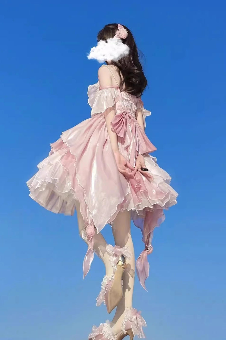 Pink Multi-layer Hanayome Bowknot Elegant Princess Sweet Lolita Jsk Dress - Product - 5